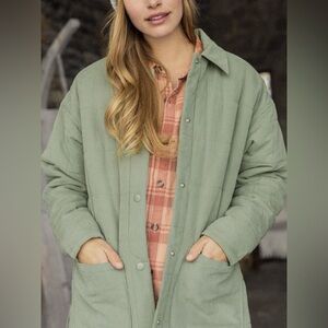 Roxy Sz Small Agave Green Next Up Quilted Light Weight Snap Front Jacket NWT